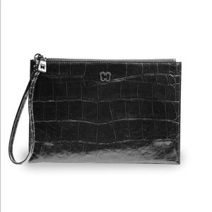 Eric Javits Glossy Black Croc Wristlet